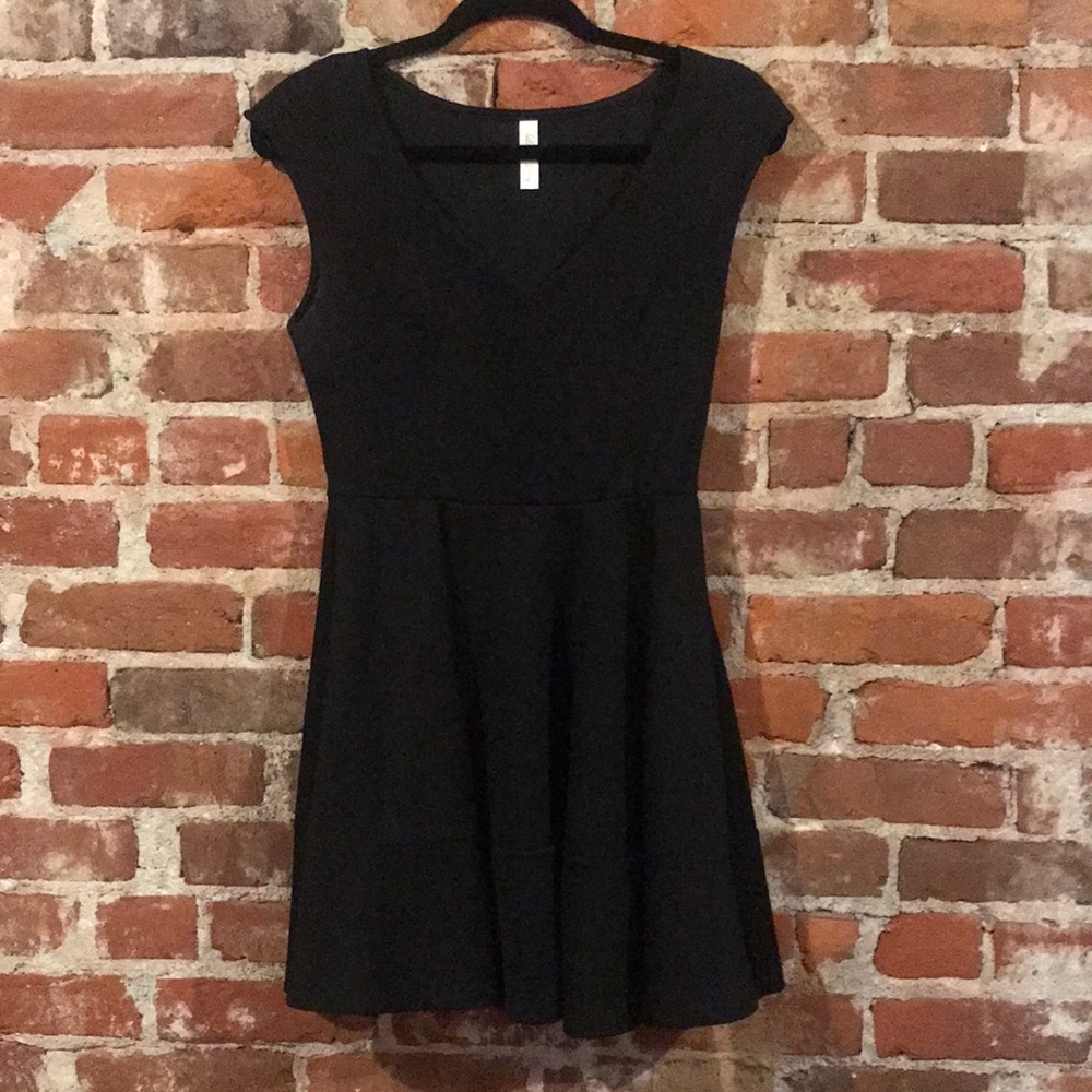 Black a-line skirt dress.